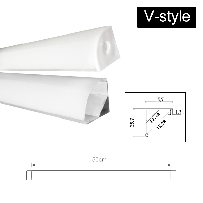 1x 2x 3x U V YW Three Style 50cm Aluminium Channel Holder for LED Strip Light Bar Under Cabinet Lamp Kitchen 1.8cm Wide