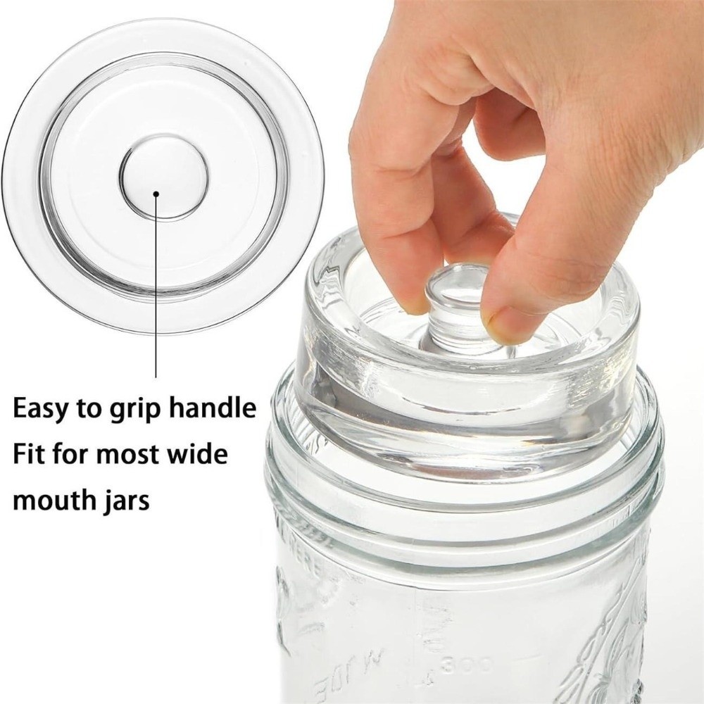 1PC Glass Weights with Handle Clear Wide Mouth Mason Jar Lid Kitchen Gadgets Sealed Storage Container Lids Food Fermentation