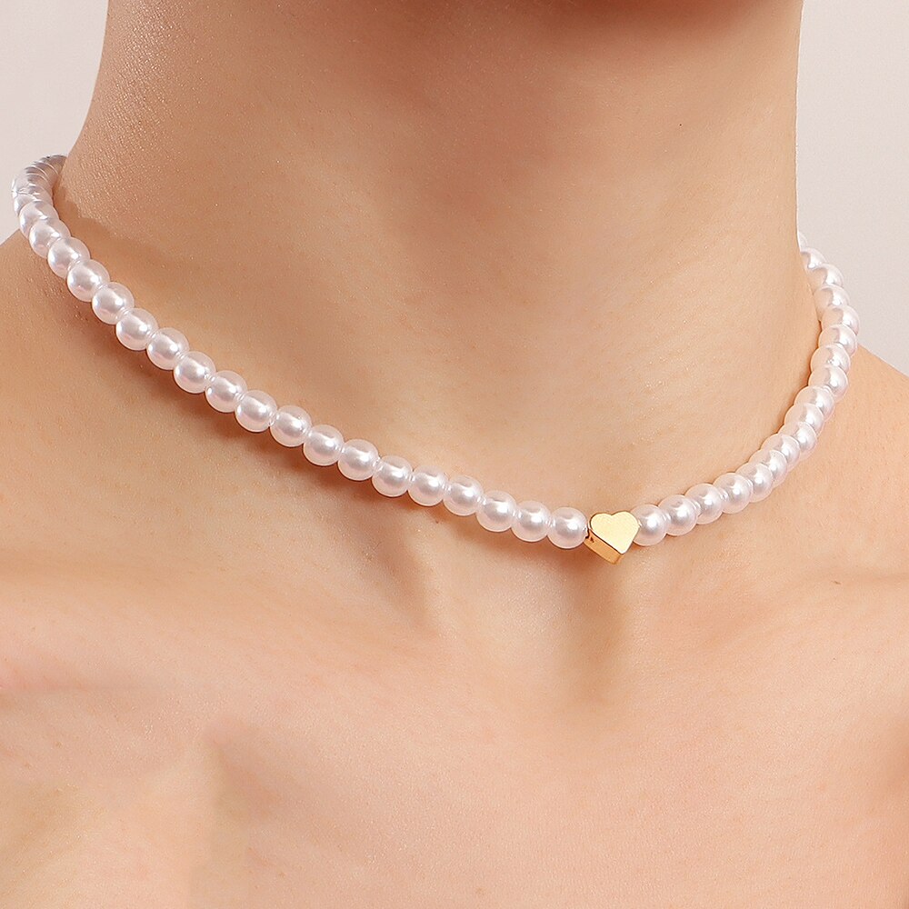 YWZIXLN 2021 Trend elegancka biżuteria ślubna duży naszyjnik z pereł dla kobiet moda biała sztuczna perła Choker naszyjnik N0179: Niebieski cynku