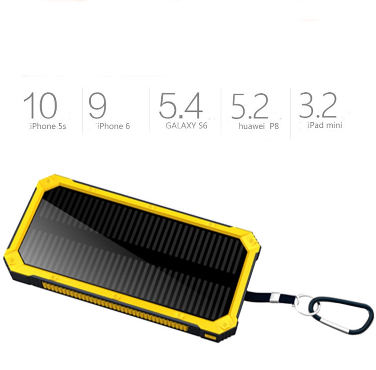 Solar Tragbare Wasserdichte Tragbare Power Bank 10000 MAh für Alle Smart Handy Akku Power Schnelle Lade Externe Batterie LED