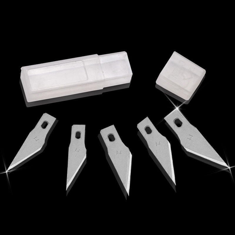 Cortador de bisturí antideslizante, cuchillas de acero inoxidable para manualidades, reparación de PCB, películas de cuero, herramienta multiusos DIY, 6 uds.: 5PC-11