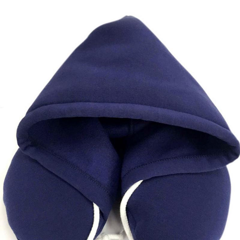 Office rest U-shaped pillow with storage bag travel hood pillow pad car office aircraft headrest neck support soft hood