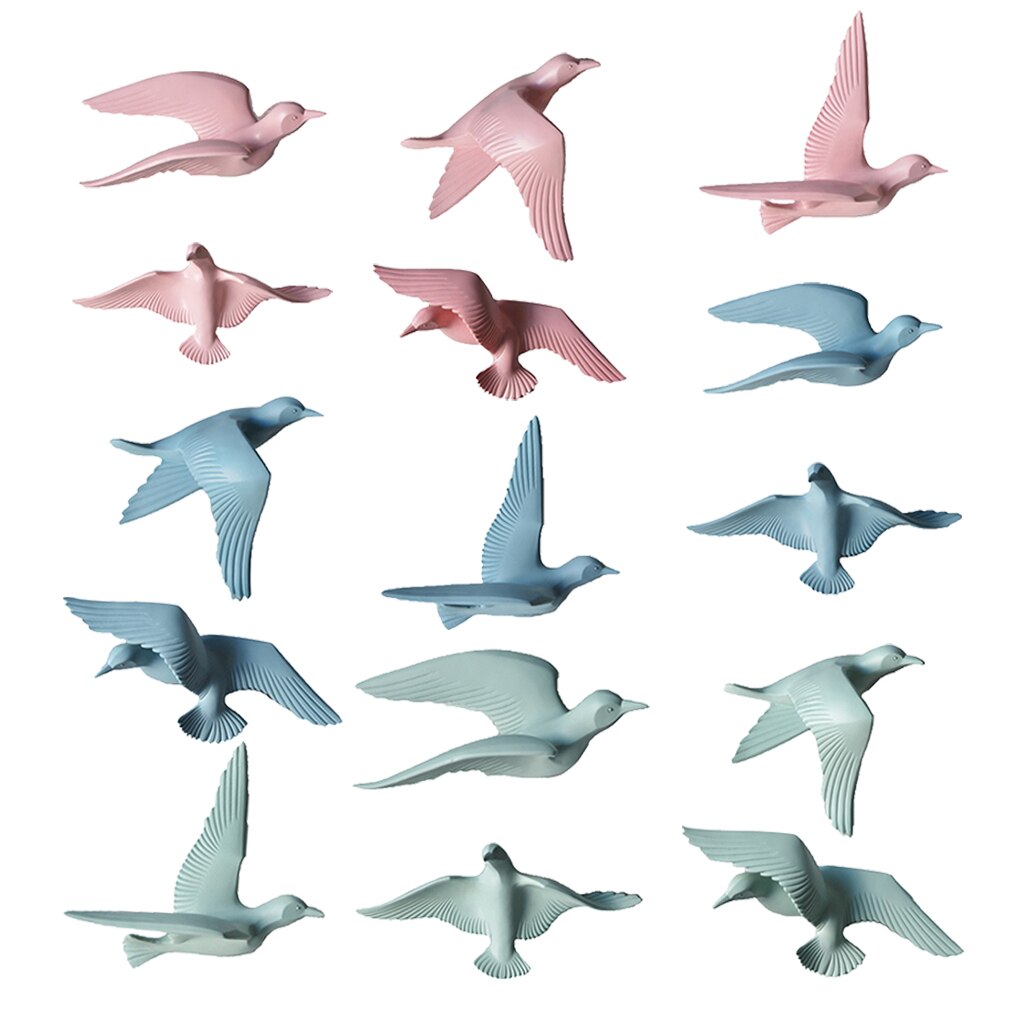 3D Resin Flying Seagull Birds Crafts Wall Art Sculpture Living Room Bedroom Wall Hanging Decoration