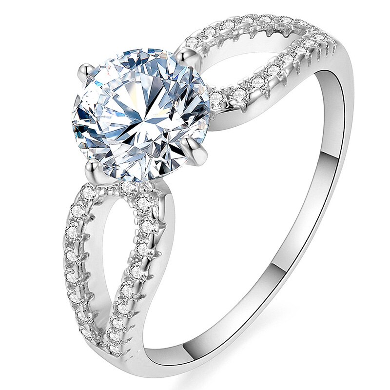USTAR 1.25ct Round Cut AAA CZ Wedding Rings for women X-Shape gold/ engagement Rings Female Jewelry: 9 / Silver