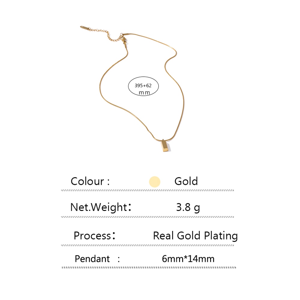 Yhpup Statement Necklace for Women Stainless Steel Jewelry Stylish Golden Metal Geometric Pendant Chain Choker Necklace