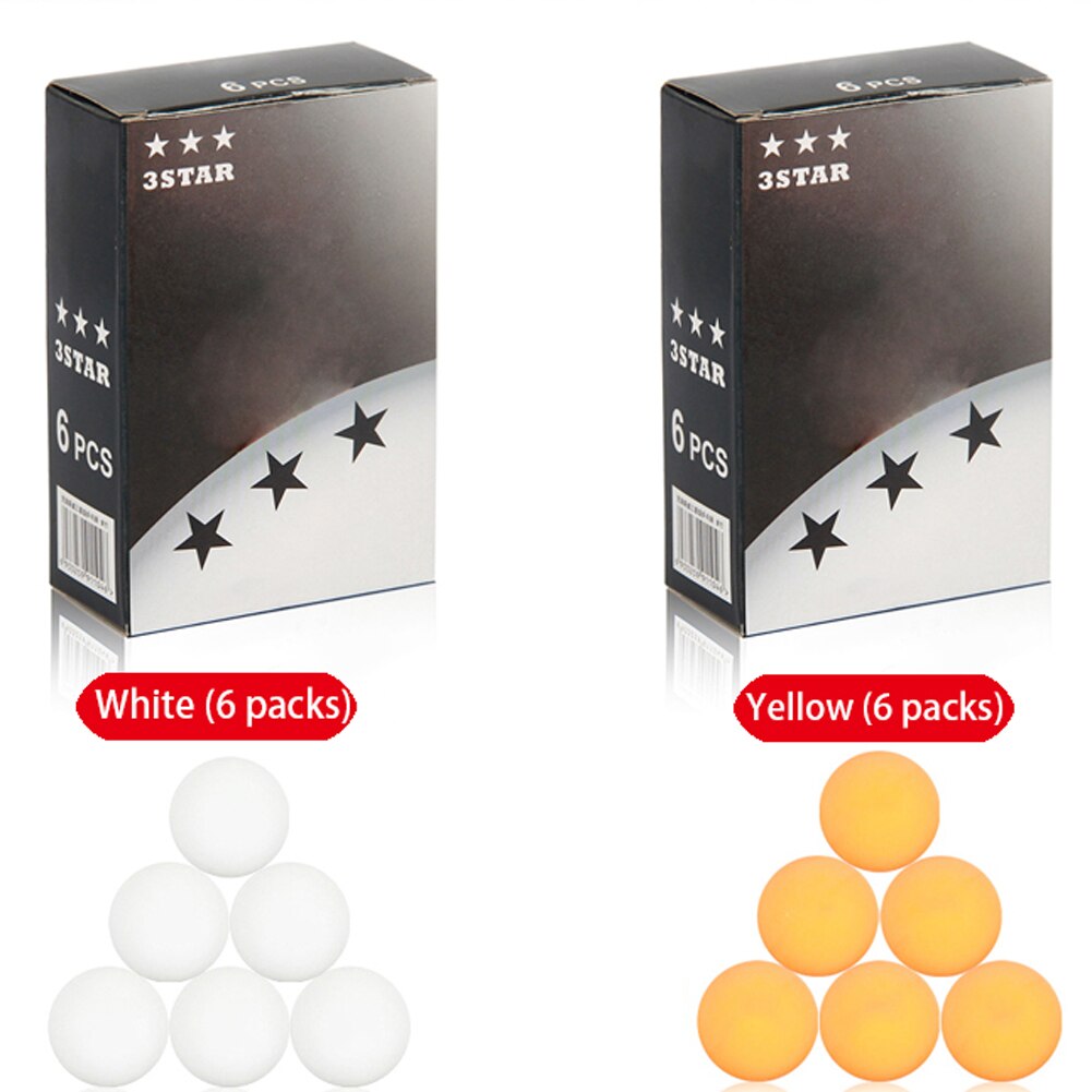 6Pcs Table Tennis Celluloid Ball Three-star Level Ping Pong Balls for Competition Training