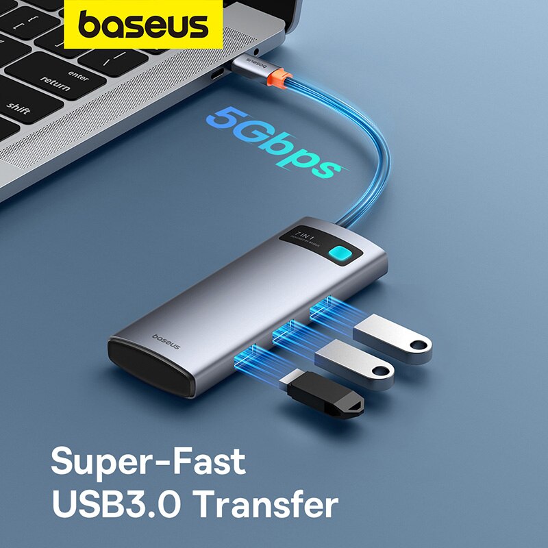 Baseus 7-in-1 Gen 2 USB C HUB 4K @ 60Hz HDMI 3 * USB 3.0 PD 100W Type C poort SD/TF kaartlezer voor Macbook iPad M2 M1 stoomdek