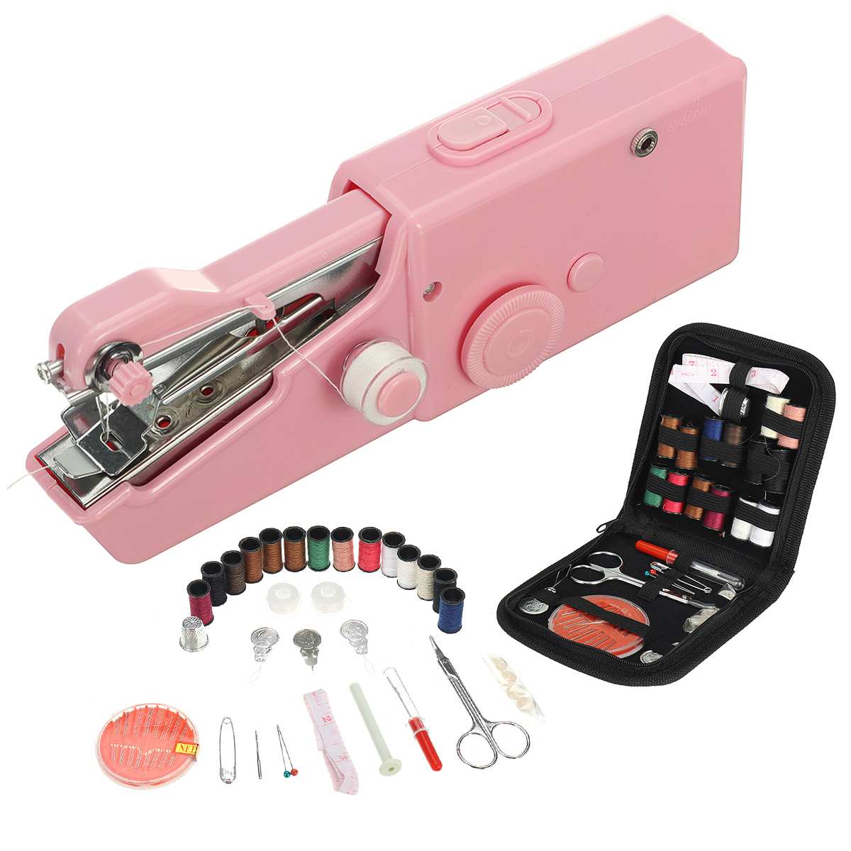 Portable Handheld Sewing Machine Cordless Electric Sewing Machine Set Home Sewing Quick Repair DIY Clothes Sewing Machine: pink 50pcs