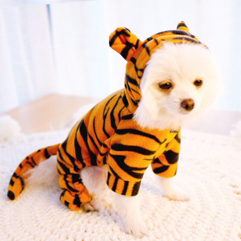 Søde kæledyrstøj tiger cosplay hundetøj vinterkat kostume kæledyrsjakke til små hundekatte chichuchu hvalpeudstyr