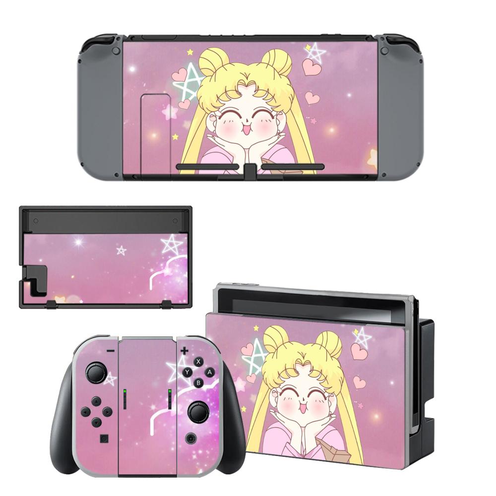 Pegatinas de piel de Sailor Moon para consola NS, pegatinas de vinilo para consola Nintendo Switch: KYSNS0748