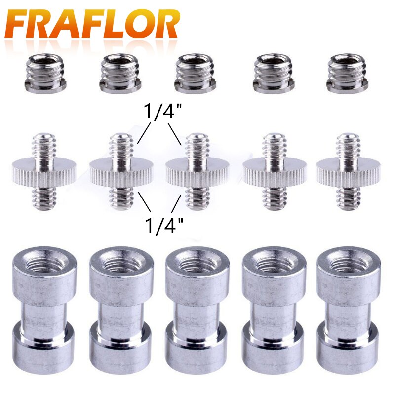 Juego de adaptador de tornillo de Metal roscado para trípode de cámara, 15 piezas, DSLR SLR 1/4 "macho a 1/4" macho, accesorios de montaje de trípode