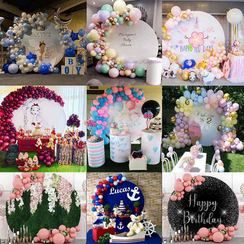 Mocsicka Round Circle Photography Backdrop Table Cover Pink Flower Wall Rose Wedding Background Decoration for Photo Studio Prop