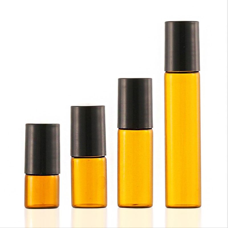 Botellas Roll-on de cristal de 5/10ml con bolas de rodillo de acero inoxidable, botellas de aceite esencial, envases cosméticos vacíos, botella rellenable