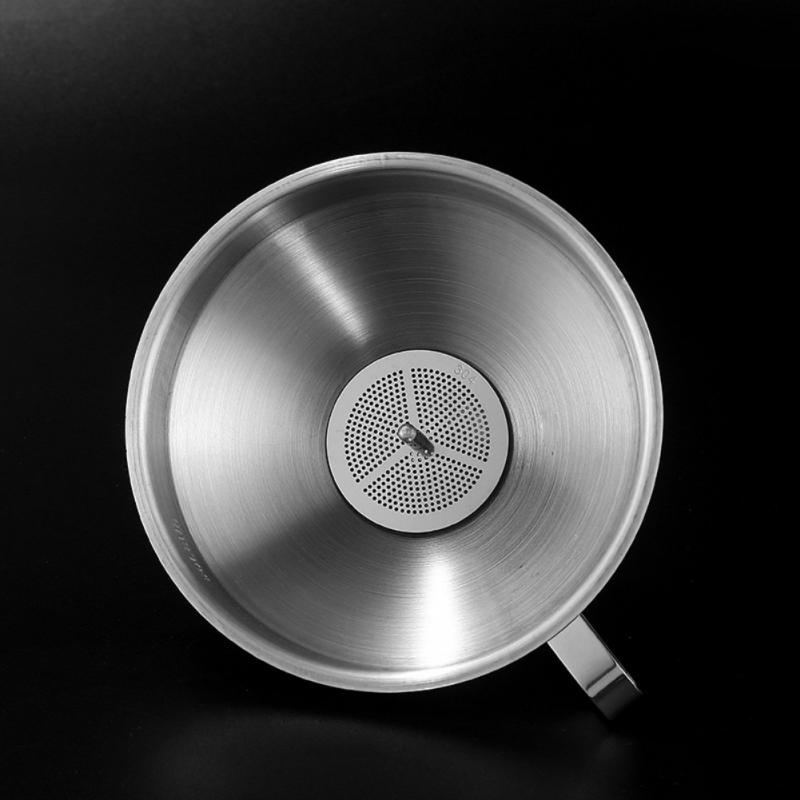 Embudo de cocina de acero inoxidable de tolva para líquidos Metal embudo Filtro de embudo de boquilla para Canning casa herramientas de cocina