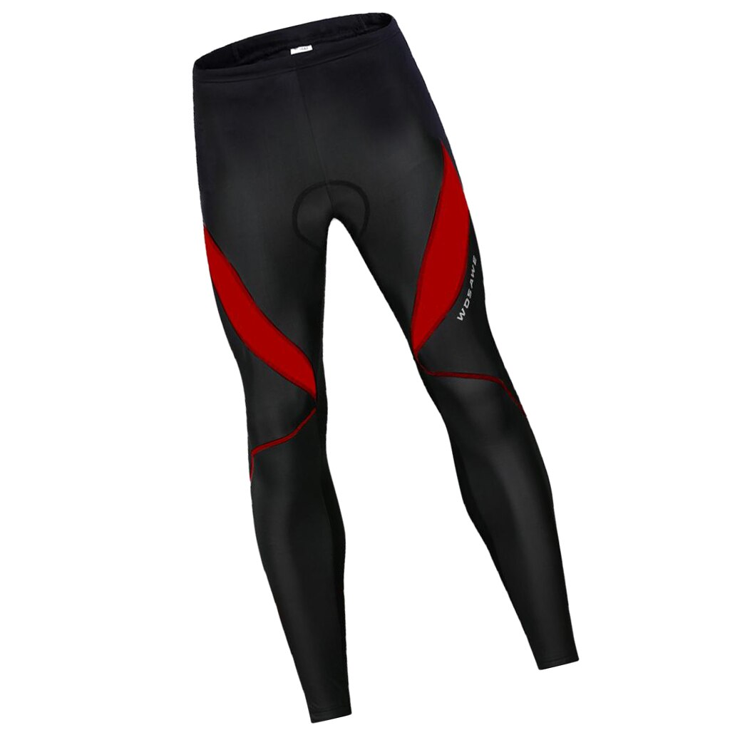 Herre sorte lange sykkelbukser polstret ridning legging termisk biker sportsklær: Rød m