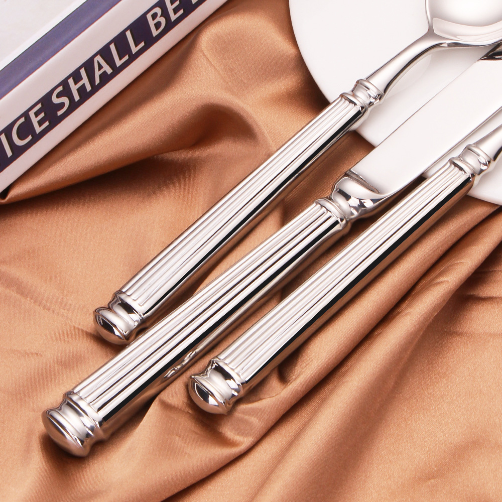 Couverts de luxe en acier inoxydable 18/10, vaisselle en argent, couteau cuillère fourchette couverts de cuisine lavable au lave-vaisselle 4 pièces