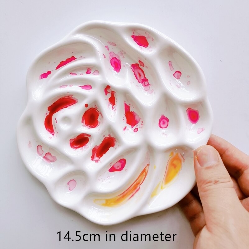 Ceramic palette Watercolor Painting Dish White Porcelain Color Palette Art Supplies Office profession painting Ceramic supplies: Rose flower