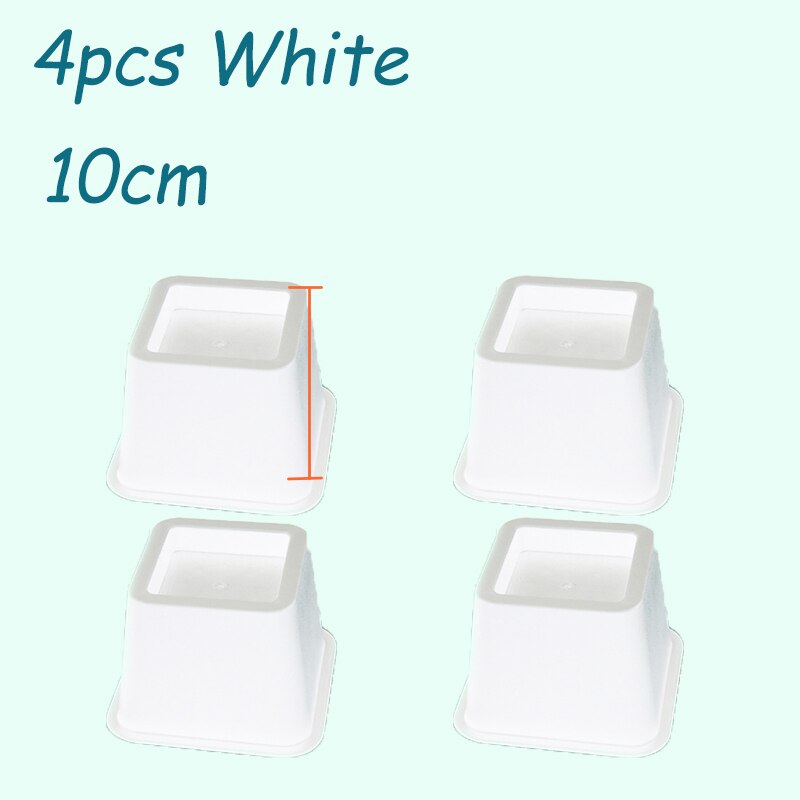 4/8 Pcs Plastic Bed Risers Set Stoel Meubels Lift Blokken Olifant Voeten Meubels Raiser Aid Voor Raising Bed stoel Cups Vierkante: White10cm x4pcs