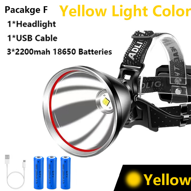 Super XHP90 exterior LED farol, USB recarregável cabeça lanterna, bicicleta lâmpada, tocha, mais poderoso, 500000LM, 1000m: Branco