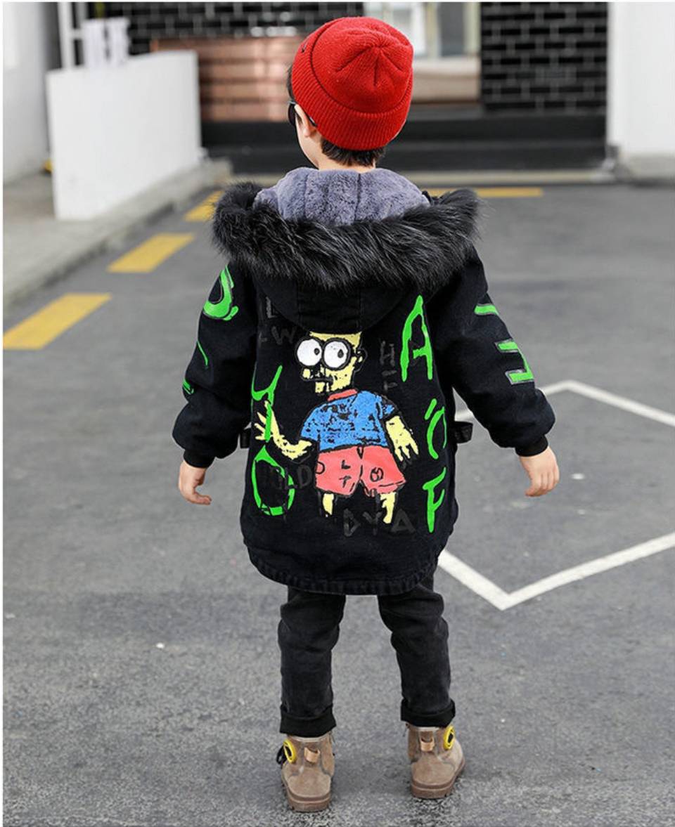 Jongens Winter Jas Kinderen Tiener Jongen Dikke Jas Kinderen Kleding Bont Parka Gewatteerde Parka 3 4 5 6 7 8 9 10 12 Years1: 002 / 4