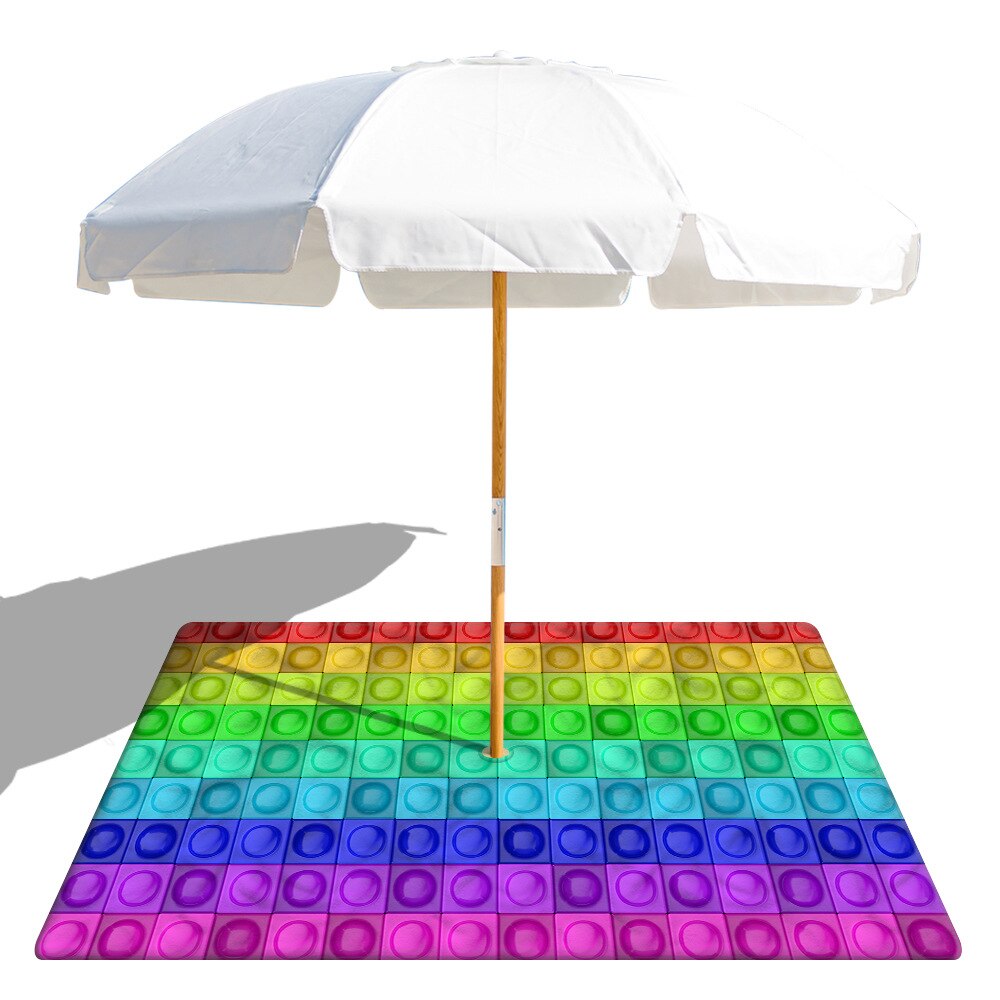 Band Tie Dye Square Beach Mat with 8CM Hole for Beach umbrella Microfiber sand free Multifunction Beach mat: printed 4 / 150x150cm