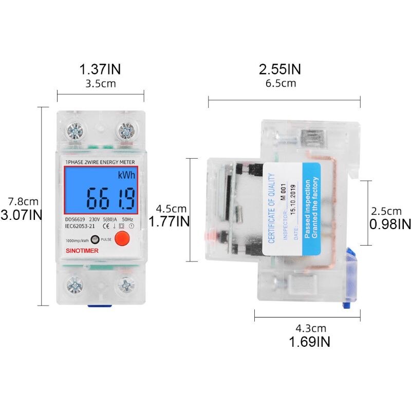 DDS6619 Rail LCD Digital Backlight Single Phase Energy Meter Multifunction kWh