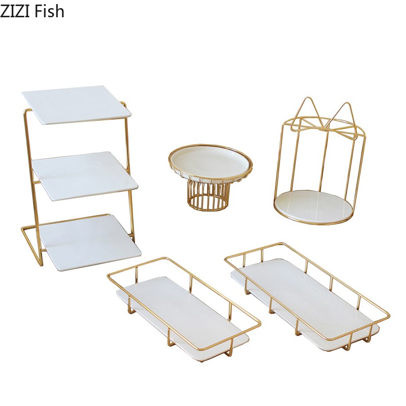 Three-tier Dessert Cake Tray Ceramic Dinner Plate Household Bread Dish Tableware Breakfast Platter Restaurant Hotel Dishes