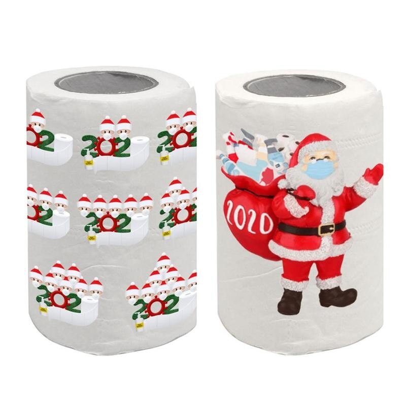 Papier toilette de noël motif couleur père noël bonhomme de neige papier hygiénique maison de noël Navidad papier toilette de noël