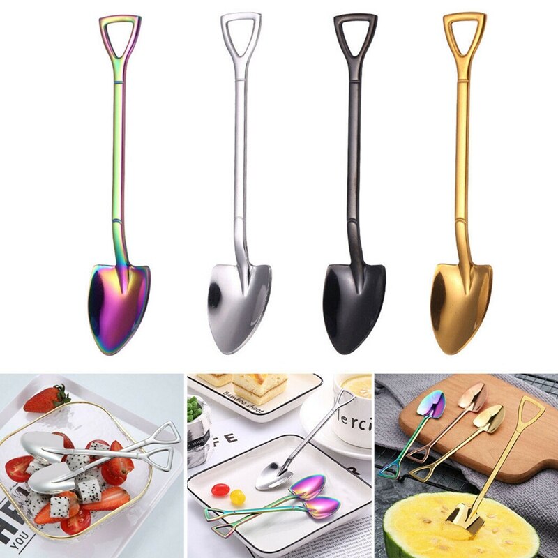 5 Pcs Tea Spoon stainless Steel Cake Fruit Spoons For Dessert Small Coffee Scoop Gold Dessert Tools for Snack Dinnerware