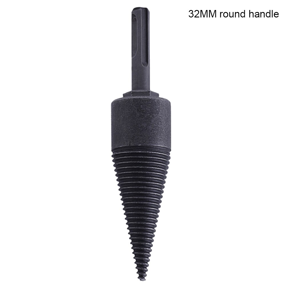 Hexagonal/Square/Round Shank Firewood Drill Bit Chop Wood Splitter Screw Splitting Reamer Tool: 32mm / Round handle