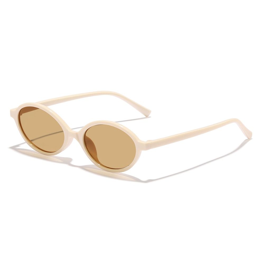 Gafas de sol redondas pequeñas con montura pequeña para hombre y mujer, lentes de viaje con protección UV400, ovaladas de plástico, nuevas: YELLOW
