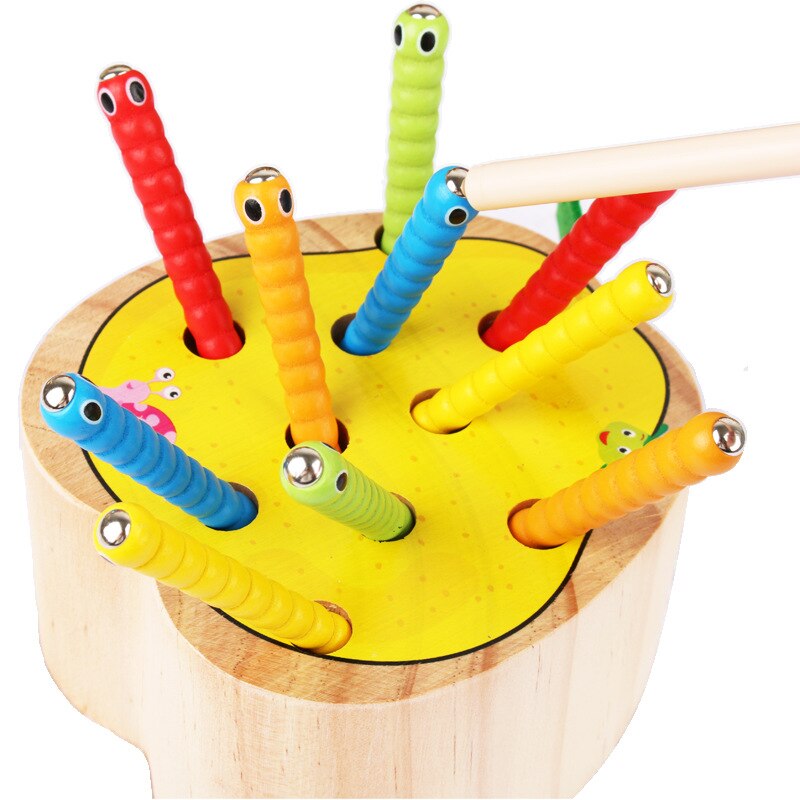 Montessori Puzzel Speelgoed 3D Cognitieve Aardbei Grijpen Vermogen Houten Speelgoed Vroege Educatief Puzzel Vangst Worm Game Baby Speelgoed: TJ266