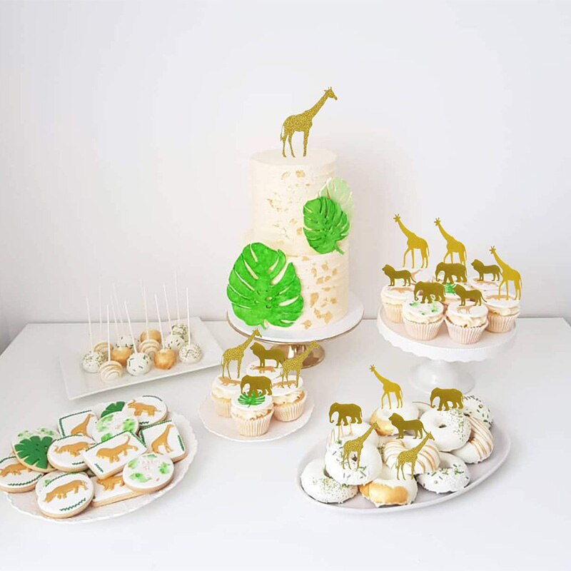 Safari Jungle Animal Baby Shower first 1st 2th 3rd 4th wild one birthday Party boy girl Decoration table centerpiece cake topper