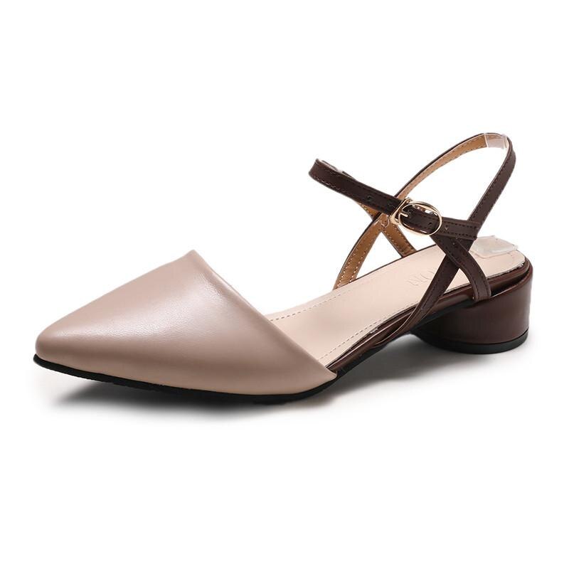 Sommer kvinner sandaler bryllup sko brude spiss tå kvinne lave hæler kjole sko sandalias mujer zapatilla mujer zapatos: kaki / 37