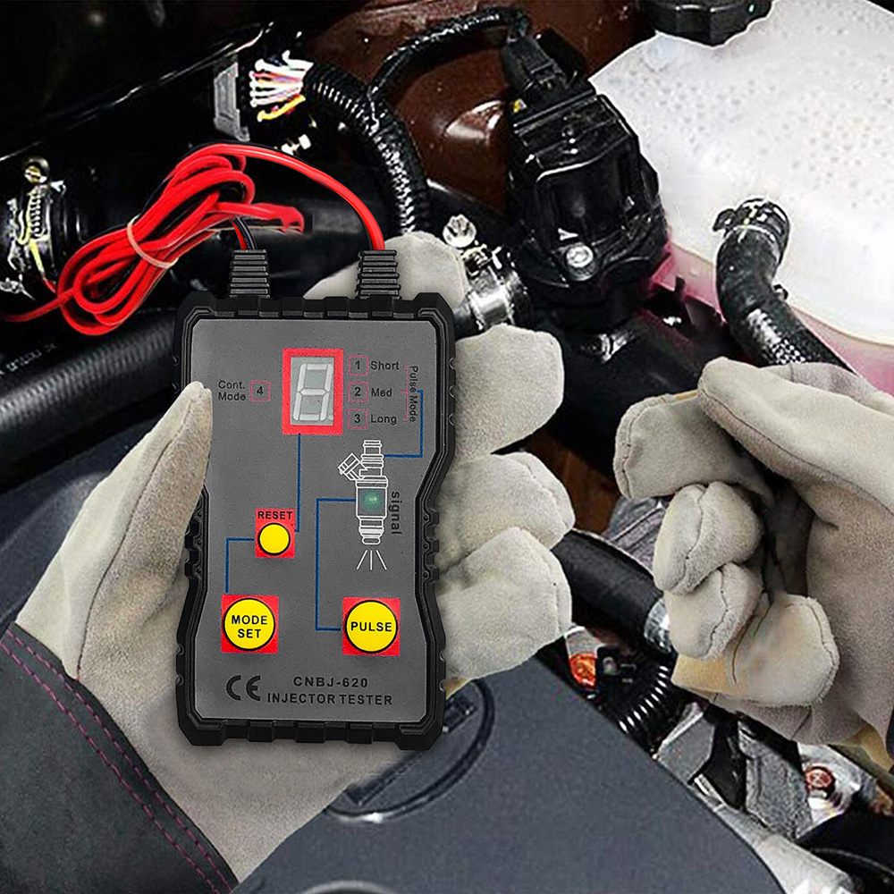 Probador de inyector de combustible de coche, Kit de herramientas de limpieza automotriz, 4 modos Pluse, herramienta de escaneo de sistema de combustible, limpiador al ras de inyectores