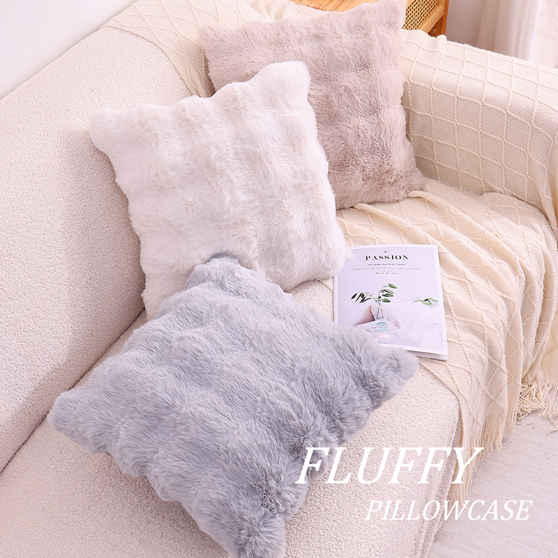 Olanly-fundas de almohada ultrasuaves para decoración de sofá, fundas de cojines suaves y acogedoras de piel sintética de conejo, cojines de felpa para sala de estar, cama y coche