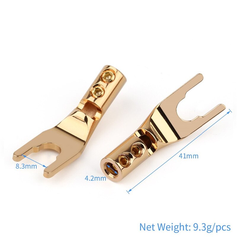 4.2MM Y/U Y Shaped Clip Banana Plug Audio Jack Solder Wire Conenctor Gold/Rhodium Plated Purple Copper HiFi Speaker Connectors