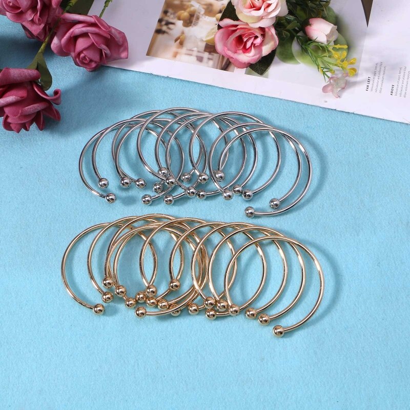 10 pezzi placcato argento bianco braccialetto braccialetto vite fine palla polsino perline fascino gioielli fai da te per donna uomo polsino regali braccialetto