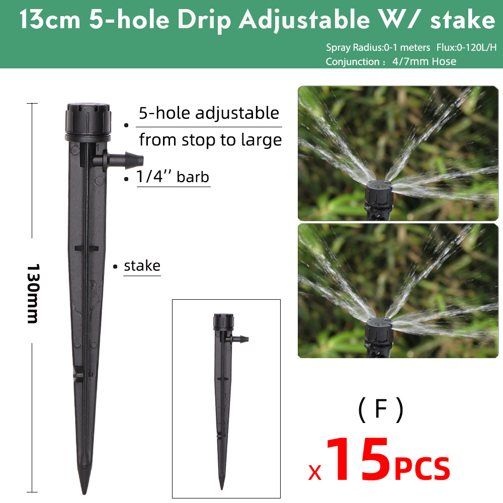15Stck 90/180/360 ° Gärten Einstellbar Tropf Bewässerung Sprinkler Beschlagen Düsen auf 13CM Einatz Tropf Einsetzen Boden Spritzgerät: Fx15Stck