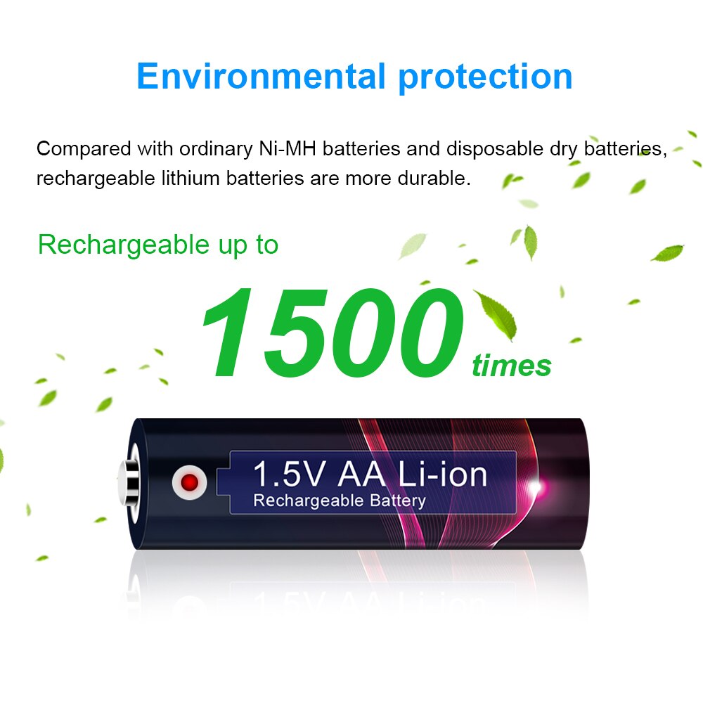 Ajnwnm 1.5v aa lithium genopladeligt batteri 3000 mwh konstant spænding 1.5v aa batteri til fjernbetjening mus blæser elektrisk legetøj