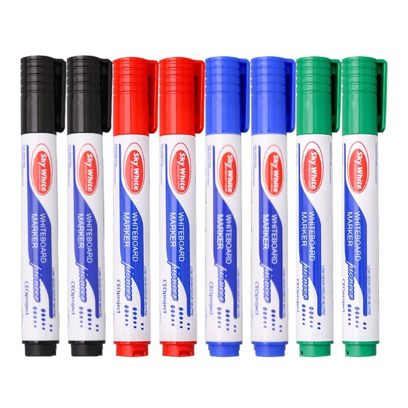 12 Stks/set Uitwisbare Whiteboard Marker Pen Dikke Hoofd Fijne Tip Navulbare Niet Giftig Vloeibare Inkt Gekleurde Schrijven Pennen Voor School off