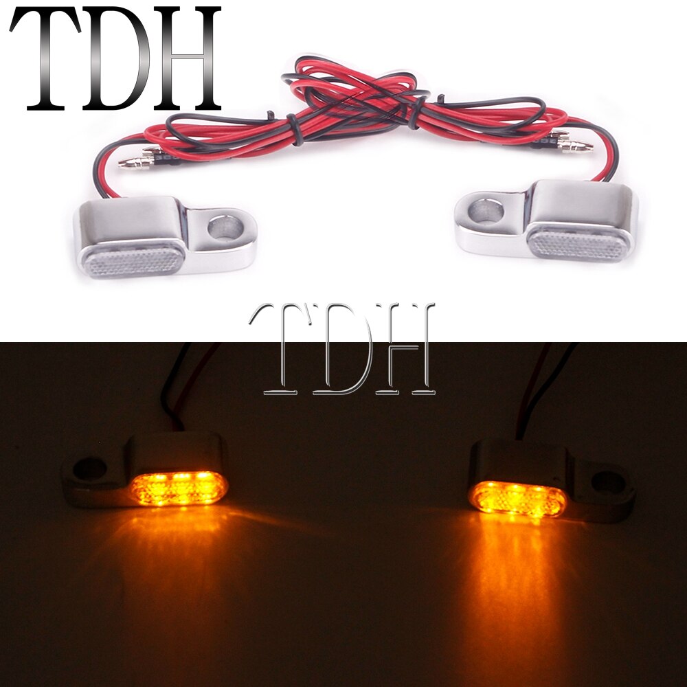 1 Pair Mini Cafe Racer Motorcycle LED Turn Signal Indicators Light Amber Blinker Running Lamp For Harley Sportster Dyna Softail: 3 LED Chrome