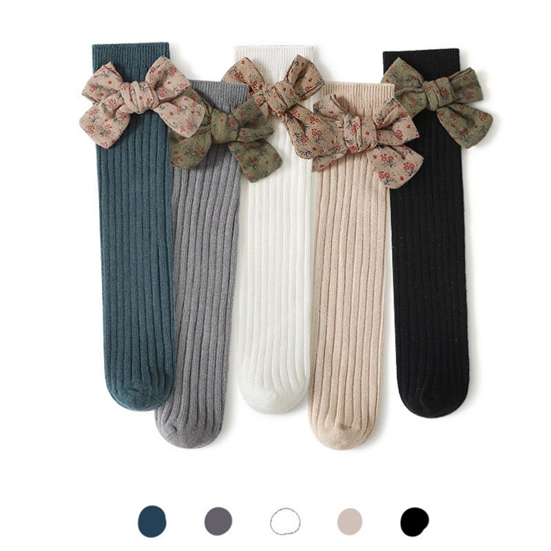 Baby Kids Infant Mädchen Stricken Socken Hohe Rohr Anti-Slip Bottom Cartoon Rippen Weiche Baumwolle Bowknot Home Atmungsaktive Kleinkind socke