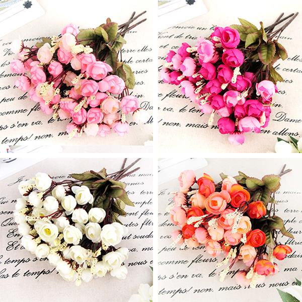 Kunstmatige Rose 18 Bloemhoofdjes Camellia Pioen Boeket Kamer Hortensia Decor