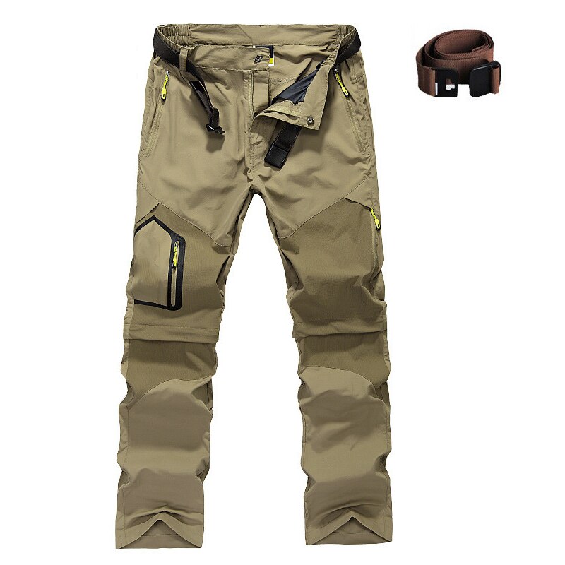 Detachable Hiking Pants Men Waterproof Cargo Pants 5XL Winter Outdoor Trekking Fishing Camping Quick Dry Long Trouser Waist Belt: Khaki / 5XL