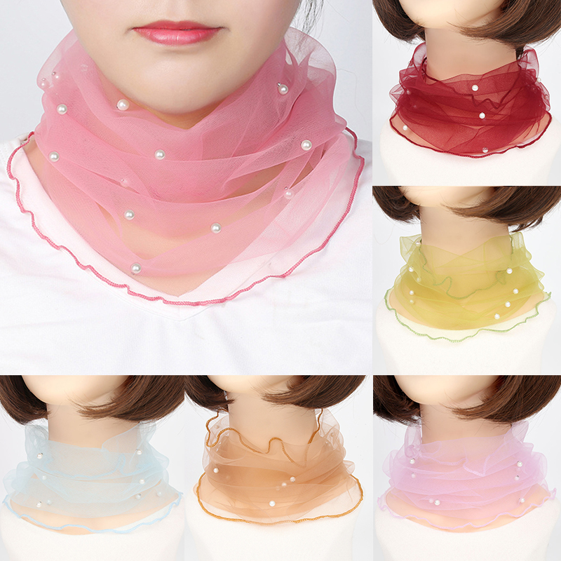 Bufanda de cuello de gasa para mujer, protector solar fino para la cabeza, variedad de pañuelos pequeños de seda Anti-UV, mascarilla multifunción, primavera y verano