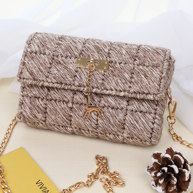 Wol Hand-Geweven Zak Opbergtas Decoratieve Gehaakte Diy Materiaal Pakket Accessoires: 19