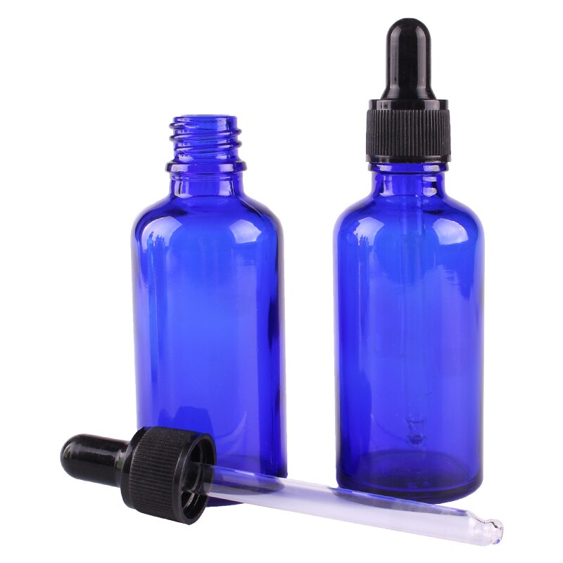 12pcs 50ml Cobalt Blue Glass Dropper Bottles with Pipette for essential oils aromatherapy lab chemicals