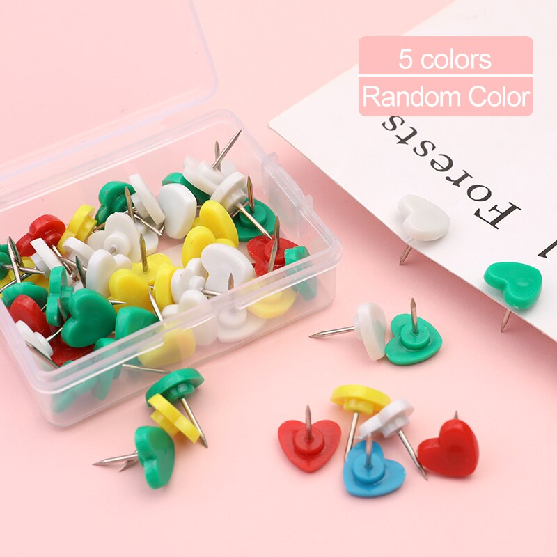 Lmdz 50/100Pcs Punaise Push Pins Kaart Markers Prikbord Pins Gekleurde Pin Fotowand Kantoor Schoolbenodigdheden met Plastic Doos