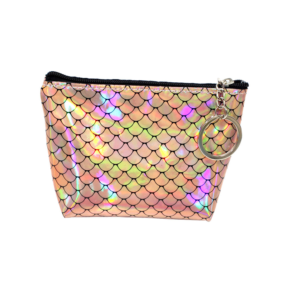 2019New fermeture éclair femmes fille impression fleur collations porte-monnaie portefeuille sac changement porte-clés avec poche: Gold